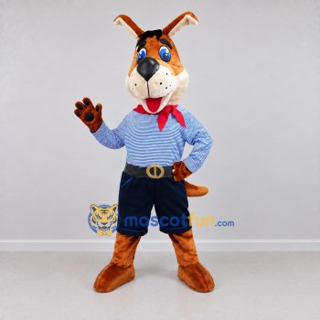 Custom Orange and Blue Dog in a Shirt and Shorts Mascot Costume Adult Full Body Suit for School Events
