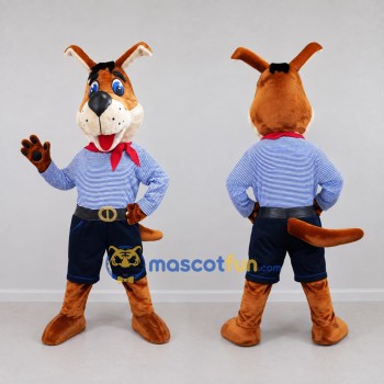 Custom Orange and Blue Dog in a Shirt and Shorts Mascot Costume Adult Full Body Suit for School Events