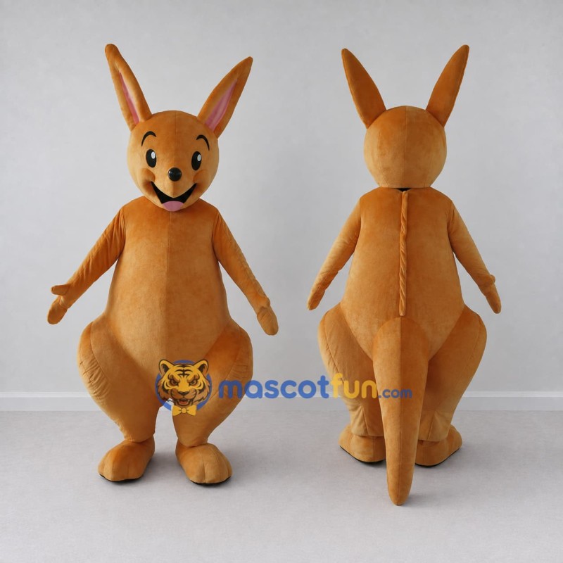 Custom Orange and Tan Kangaroo Mascot Costume Adult Full Body Suit for Wildlife Events Custom Orange and Tan Kangaroo Mascot Costume Adult Full Body Suit for Wildlife Events