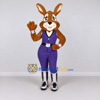 Custom Brown and Purple Rabbit in a Vest and Boots Mascot Costume Adult Full Body Suit for Theme Parties Custom Brown and Purple Rabbit in a Vest and Boots Mascot Costume Adult Full Body Suit for Theme Parties