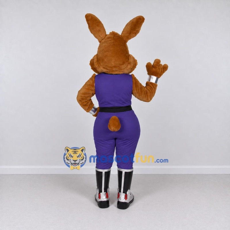 Custom Brown and Purple Rabbit in a Vest and Boots Mascot Costume Adult Full Body Suit for Theme Parties Custom Brown and Purple Rabbit in a Vest and Boots Mascot Costume Adult Full Body Suit for Theme Parties