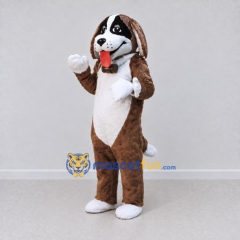 Custom Brown and White Dog Mascot Costume Adult Full Body Suit for Community Events