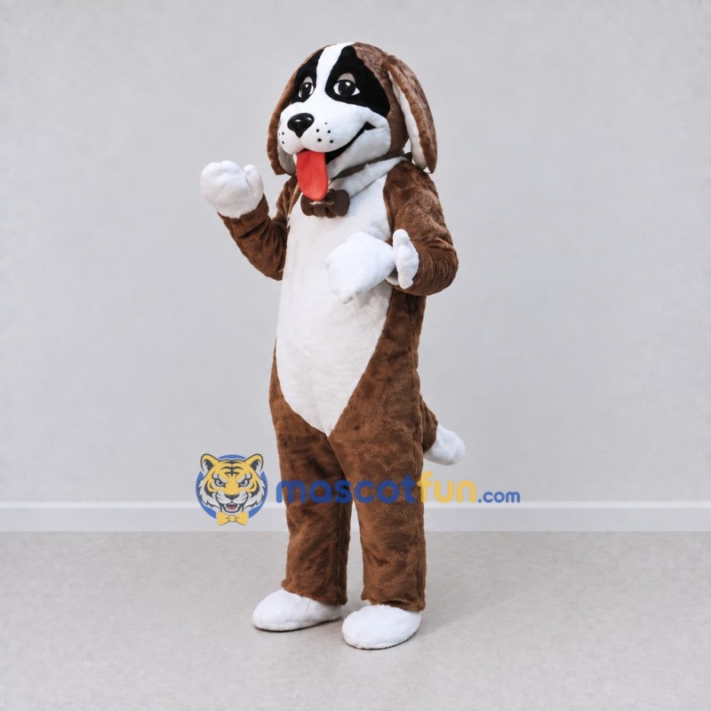 Custom Brown and White Dog Mascot Costume Adult Full Body Suit for Community Events Custom Brown and White Dog Mascot Costume Adult Full Body Suit for Community Events