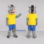 Custom Gray and Yellow Wild Boar in Sportswear Mascot Costume Adult Full Body Suit for Sports Events