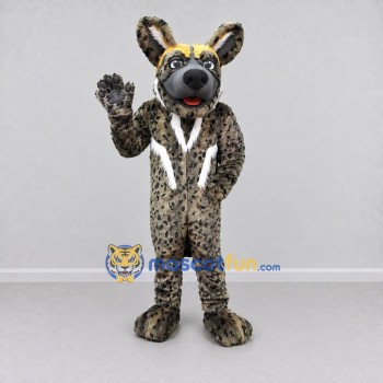 Custom Brown and Black Spotted Canine Character Mascot Costume Adult Full Body Suit for Wildlife Events