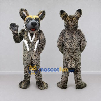 Custom Brown and Black Spotted Canine Character Mascot Costume Adult Full Body Suit for Wildlife Events