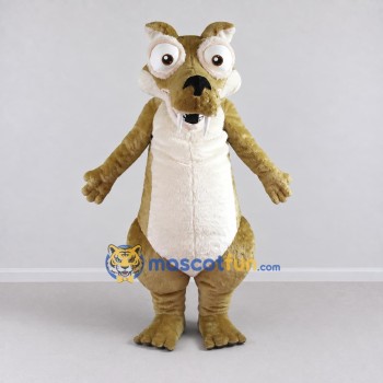 Custom Tan and Cream Saber-Toothed Squirrel Character Mascot Costume Adult Full Body Suit for Theme Parties