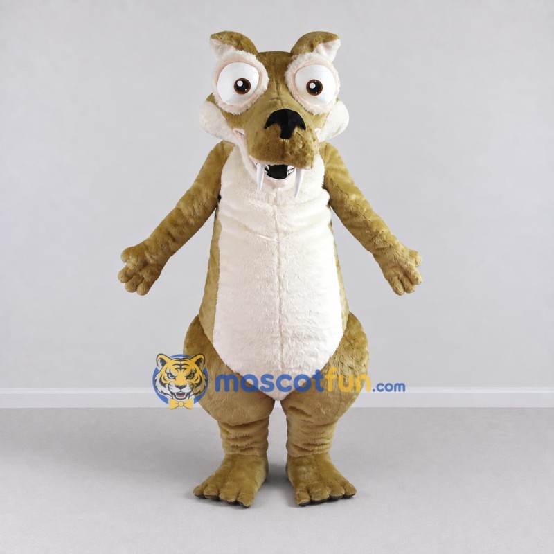 Custom Tan and Cream Saber-Toothed Squirrel Character Mascot Costume Adult Full Body Suit for Theme Parties Custom Tan and Cream Saber-Toothed Squirrel Character Mascot Costume Adult Full Body Suit for Theme Parties