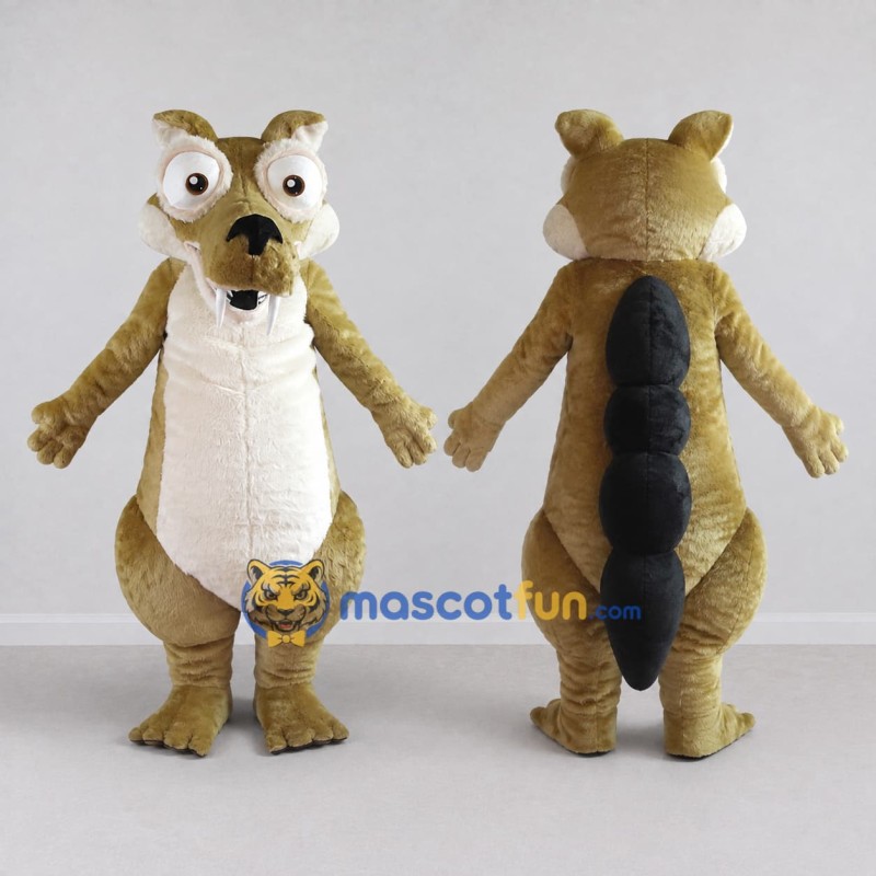 Custom Tan and Cream Saber-Toothed Squirrel Character Mascot Costume Adult Full Body Suit for Theme Parties Custom Tan and Cream Saber-Toothed Squirrel Character Mascot Costume Adult Full Body Suit for Theme Parties