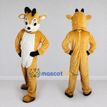 Custom Golden Brown and White Goat Mascot Costume Adult Full Body Suit for Farm Events