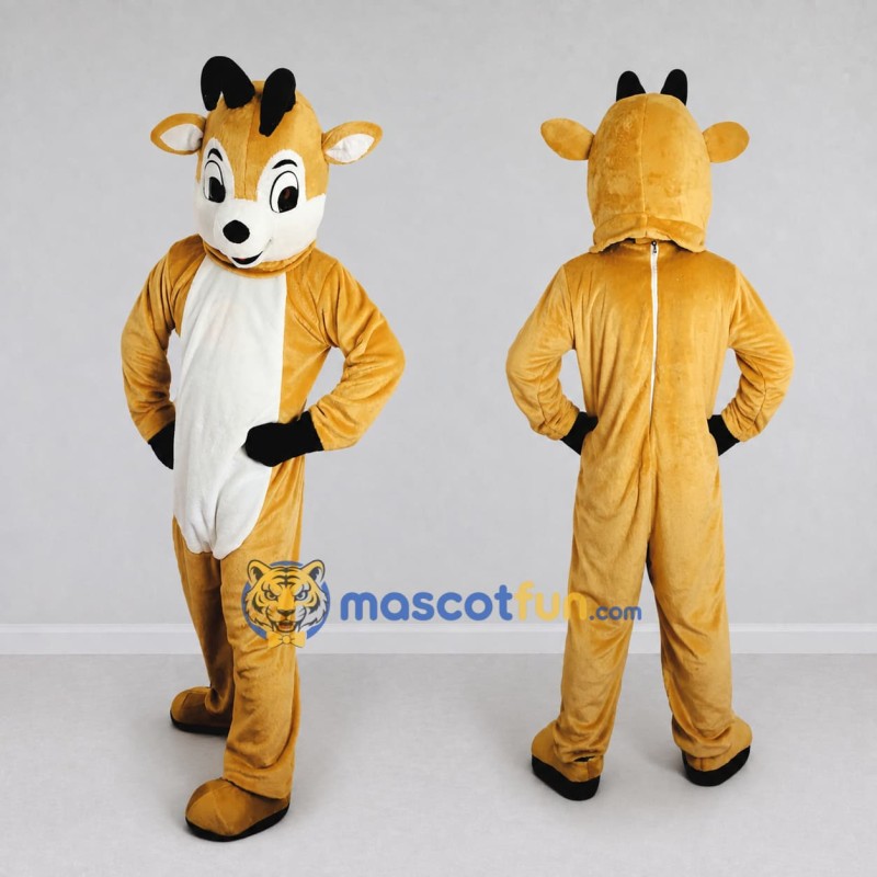 Custom Golden Brown and White Goat Mascot Costume Adult Full Body Suit for Farm Events