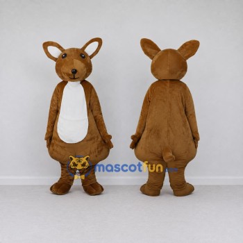 Custom Brown and White Kangaroo Character Mascot Costume Adult Full Body Suit for Wildlife Events