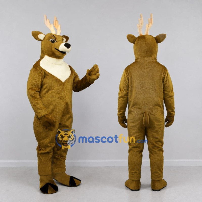 Custom Brown and Cream Deer Mascot Costume Adult Full Body Suit for Wildlife Events