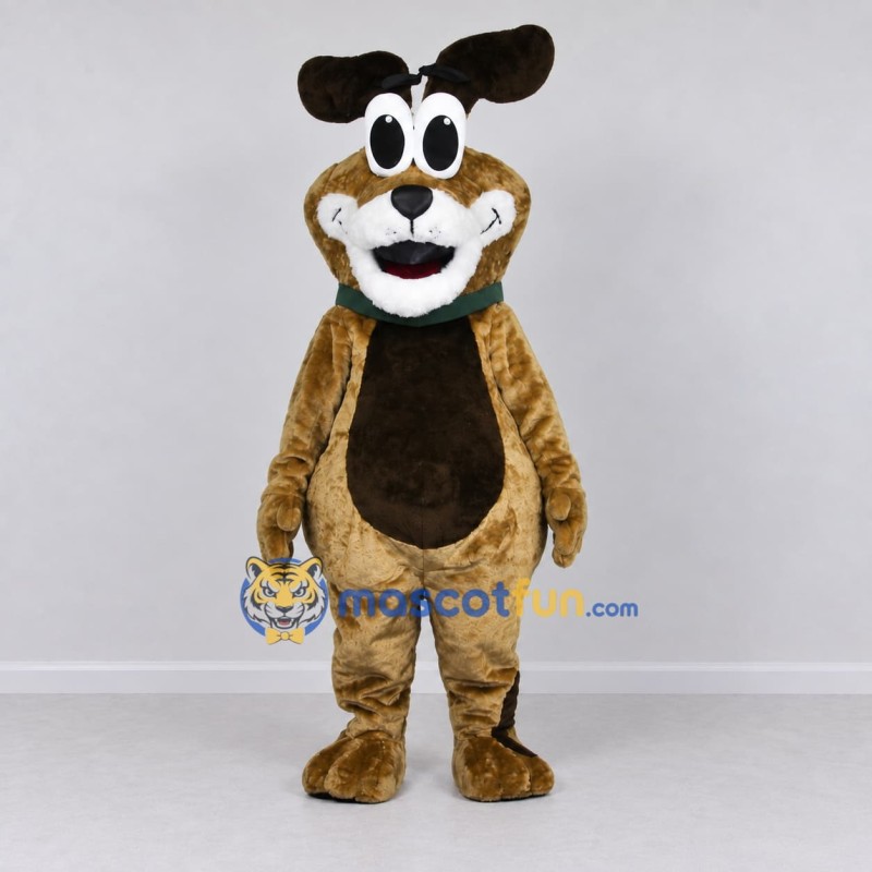 Custom Brown and Black Dog with a Collar Mascot Costume Adult Full Body Suit for Community Events Custom Brown and Black Dog with a Collar Mascot Costume Adult Full Body Suit for Community Events
