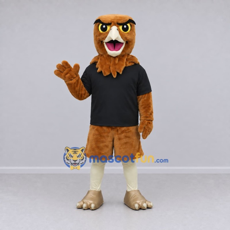 Custom Brown and Black Owl in Sportswear Mascot Costume Adult Full Body Suit for Sports Events Custom Brown and Black Owl in Sportswear Mascot Costume Adult Full Body Suit for Sports Events