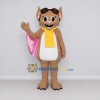 Custom Tan and Pink Bat with a Yellow Scarf Mascot Costume Adult Full Body Suit for School Events