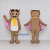 Custom Tan and Pink Bat with a Yellow Scarf Mascot Costume Adult Full Body Suit for School Events