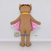 Custom Tan and Pink Bat with a Yellow Scarf Mascot Costume Adult Full Body Suit for School Events