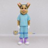 Custom Tan and Light Blue Rabbit in a Tracksuit Mascot Costume Adult Full Body Suit for School Events Custom Tan and Light Blue Rabbit in a Tracksuit Mascot Costume Adult Full Body Suit for School Events