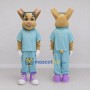 Custom Tan and Light Blue Rabbit in a Tracksuit Mascot Costume Adult Full Body Suit for School Events