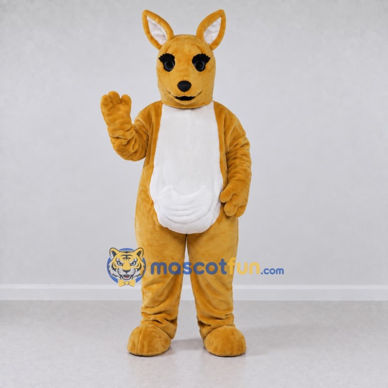 Custom Golden Tan and White Kangaroo Mascot Costume Adult Full Body Suit for Wildlife Events