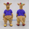 Custom Tan and Purple Kangaroo in a T-Shirt and Cap Mascot Costume Adult Full Body Suit for School Events Custom Tan and Purple Kangaroo in a T-Shirt and Cap Mascot Costume Adult Full Body Suit for School Events