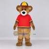 Custom Brown and Red Teddy Bear in a T-Shirt and Cap Mascot Costume Adult Full Body Suit for School Events Custom Brown and Red Teddy Bear in a T-Shirt and Cap Mascot Costume Adult Full Body Suit for School Events