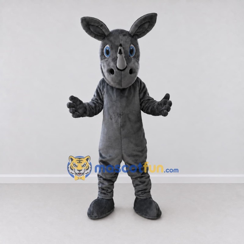 Custom Dark Gray Rhinoceros Character Mascot Costume Adult Full Body Suit for Wildlife Events