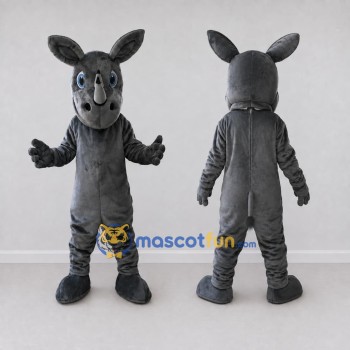 Custom Dark Gray Rhinoceros Character Mascot Costume Adult Full Body Suit for Wildlife Events