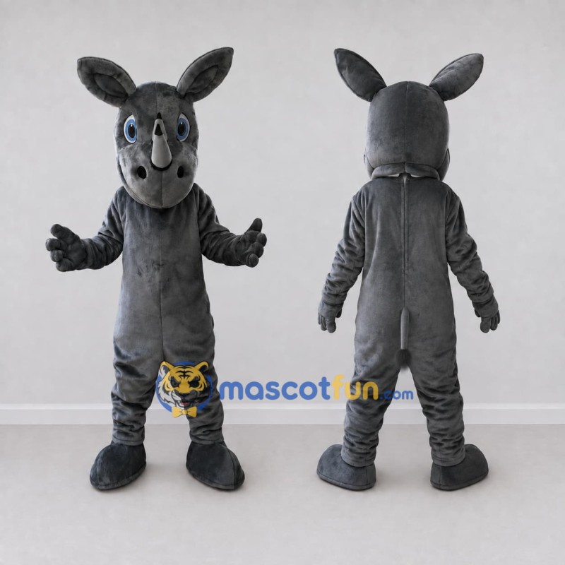 Custom Dark Gray Rhinoceros Character Mascot Costume Adult Full Body Suit for Wildlife Events