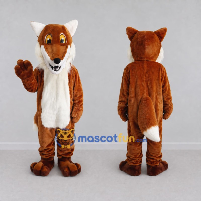 Custom Brown and White Fox Mascot Costume Adult Full Body Suit for Wildlife Events Custom Brown and White Fox Mascot Costume Adult Full Body Suit for Wildlife Events