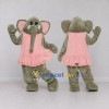 Custom Gray and Pink Elephant in a Dress Mascot Costume Adult Full Body Suit for School Events Custom Gray and Pink Elephant in a Dress Mascot Costume Adult Full Body Suit for School Events