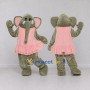 Custom Gray and Pink Elephant in a Dress Mascot Costume Adult Full Body Suit for School Events