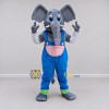 Custom Gray and Blue Elephant in Overalls Mascot Costume Adult Full Body Suit for School Events Custom Gray and Blue Elephant in Overalls Mascot Costume Adult Full Body Suit for School Events