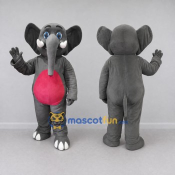 Custom Gray and Pink Elephant with a Pink Belly Mascot Costume Adult Full Body Suit for School Events