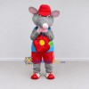 Custom Gray and Blue Mouse in a Flower Vest and Cap Mascot Costume Adult Full Body Suit for Garden Events Custom Gray and Blue Mouse in a Flower Vest and Cap Mascot Costume Adult Full Body Suit for Garden Events