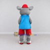 Custom Gray and Blue Mouse in a Flower Vest and Cap Mascot Costume Adult Full Body Suit for Garden Events Custom Gray and Blue Mouse in a Flower Vest and Cap Mascot Costume Adult Full Body Suit for Garden Events