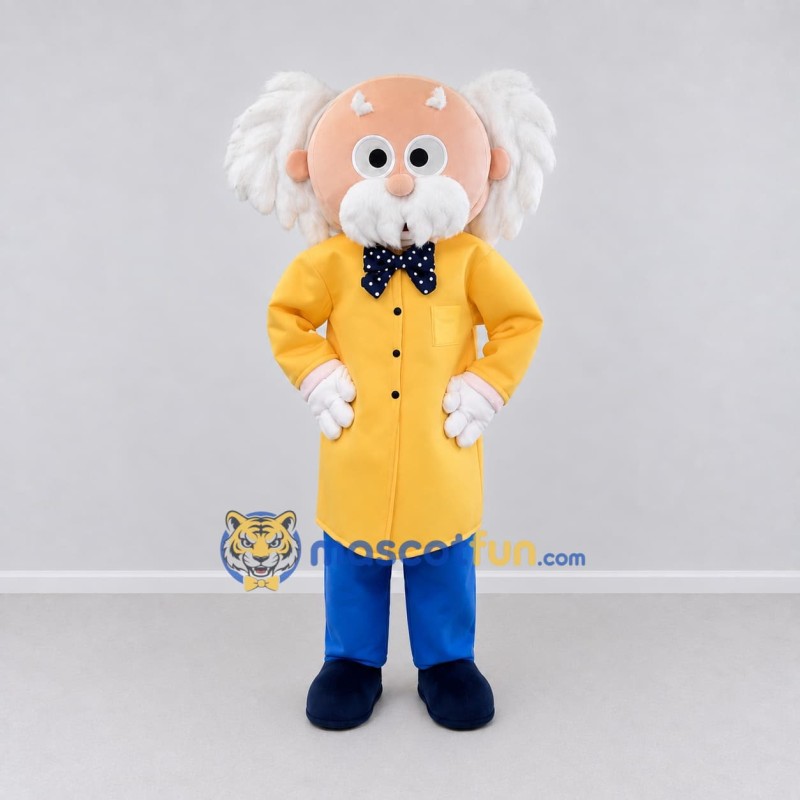 Custom Yellow and Blue Cartoon Professor Mascot Costume Adult Full Body Suit for School Events Custom Yellow and Blue Cartoon Professor Mascot Costume Adult Full Body Suit for School Events