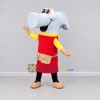 Custom Gray and Red Elephant in an Apron Mascot Costume Adult Full Body Suit for Community Events Custom Gray and Red Elephant in an Apron Mascot Costume Adult Full Body Suit for Community Events