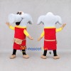 Custom Gray and Red Elephant in an Apron Mascot Costume Adult Full Body Suit for Community Events Custom Gray and Red Elephant in an Apron Mascot Costume Adult Full Body Suit for Community Events