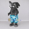 Custom Gray and Blue Elephant in Floral Shorts Mascot Costume Adult Full Body Suit for Summer Events Custom Gray and Blue Elephant in Floral Shorts Mascot Costume Adult Full Body Suit for Summer Events
