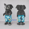 Custom Gray and Blue Elephant in Floral Shorts Mascot Costume Adult Full Body Suit for Summer Events Custom Gray and Blue Elephant in Floral Shorts Mascot Costume Adult Full Body Suit for Summer Events