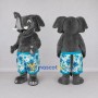 Custom Gray and Blue Elephant in Floral Shorts Mascot Costume Adult Full Body Suit for Summer Events