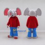 Custom Gray and Red Elephant in a Shirt and Pants Mascot Costume Adult Full Body Suit for School Events