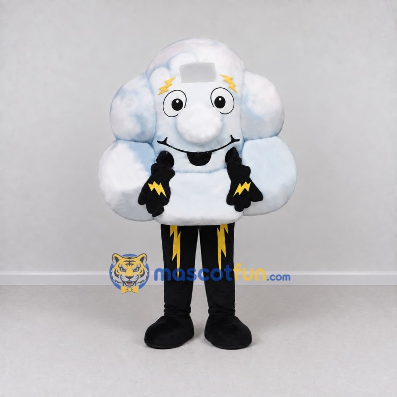 Custom White and Black Thundercloud Mascot Costume Adult Full Body Suit for School Events Custom White and Black Thundercloud Mascot Costume Adult Full Body Suit for School Events