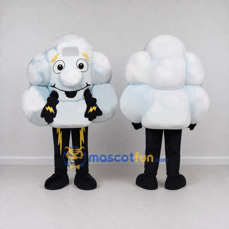 Custom White and Black Thundercloud Mascot Costume Adult Full Body Suit for School Events Custom White and Black Thundercloud Mascot Costume Adult Full Body Suit for School Events