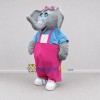 Custom Gray and Pink Elephant in Overalls Mascot Costume Adult Full Body Suit for School Events