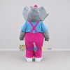 Custom Gray and Pink Elephant in Overalls Mascot Costume Adult Full Body Suit for School Events