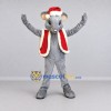 Custom Gray and Red Mouse in a Santa Hat and Vest Mascot Costume Adult Full Body Suit for Christmas Events Custom Gray and Red Mouse in a Santa Hat and Vest Mascot Costume Adult Full Body Suit for Christmas Events
