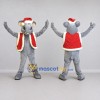 Custom Gray and Red Mouse in a Santa Hat and Vest Mascot Costume Adult Full Body Suit for Christmas Events Custom Gray and Red Mouse in a Santa Hat and Vest Mascot Costume Adult Full Body Suit for Christmas Events